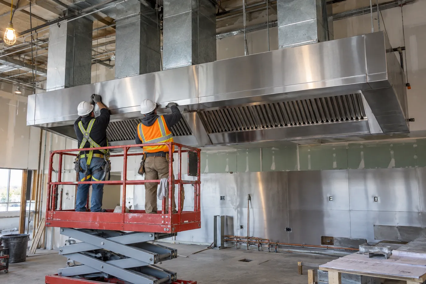 Installing a new commercial kitchen exhaust hood