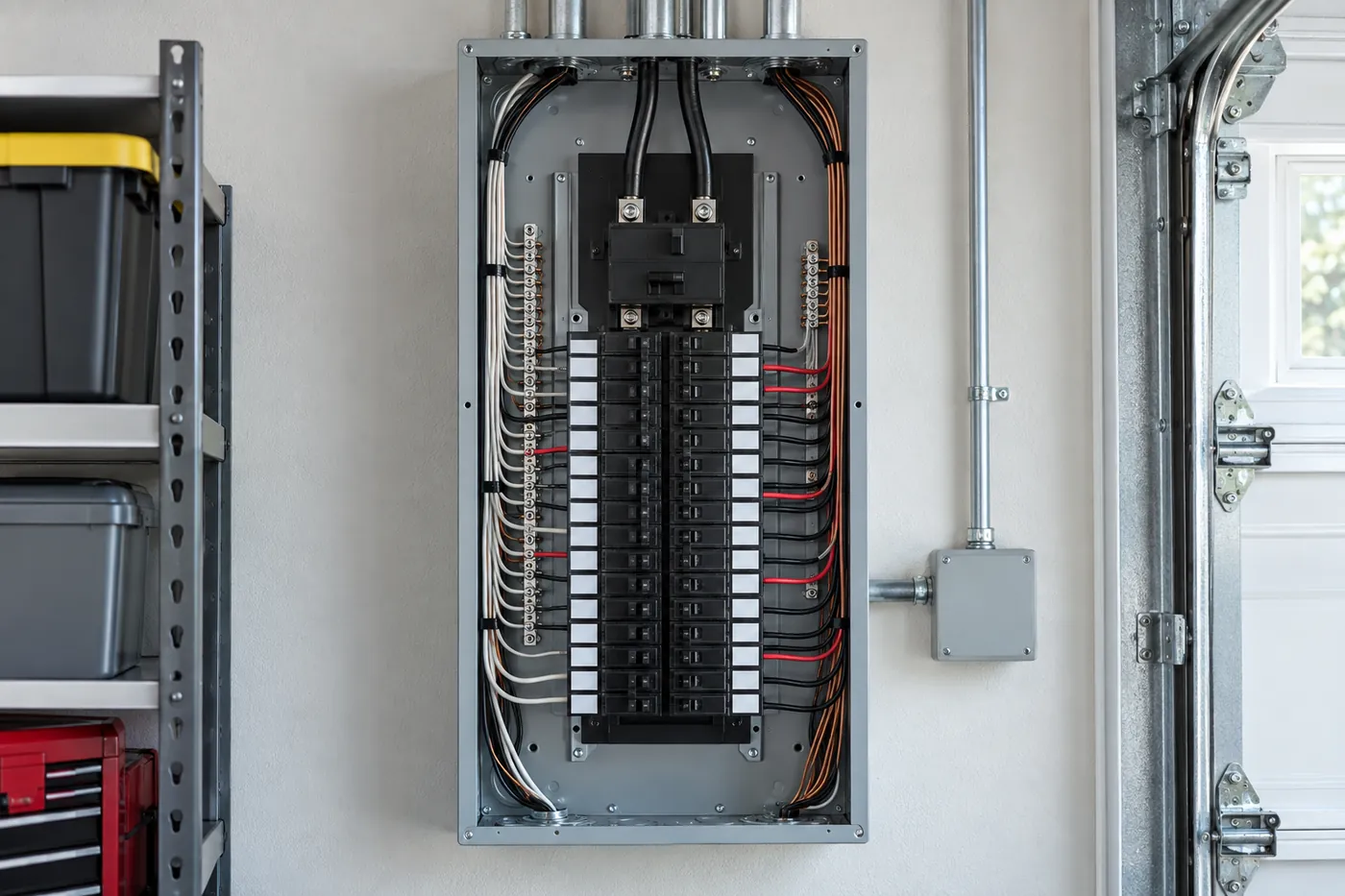 After: an old fuse box vs. a new breaker panel