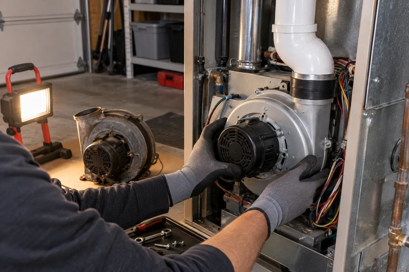 Installing a new draft inducer motor on a gas furnace