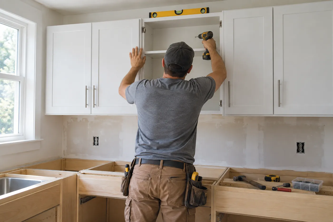 Installing new upper kitchen cabinets