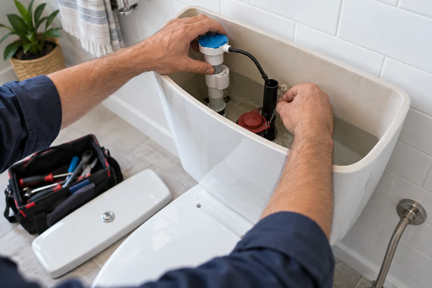 Replacing the fill valve and flapper in a toilet tank